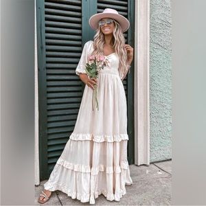 Shop lane 201 chasing the sun maxi in cream with tie in front